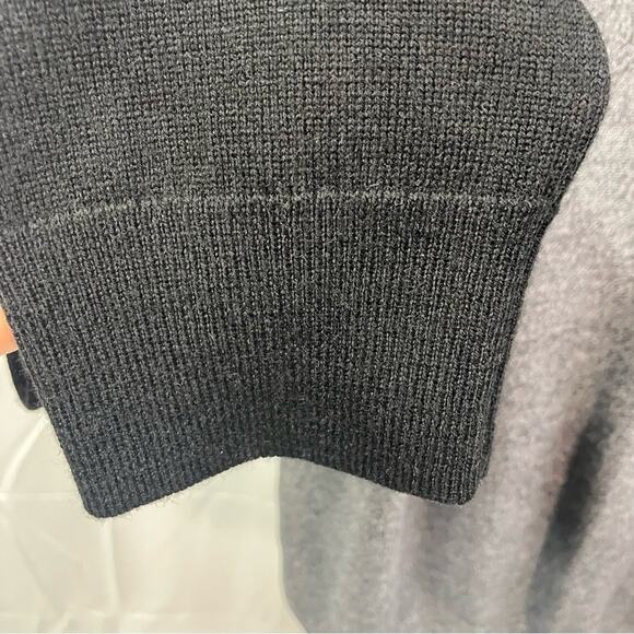 Express Men’s L V-Neck Long Sleeve Color-block Merino Wool‎ Sweater Black Grey - Picture 5 of 13